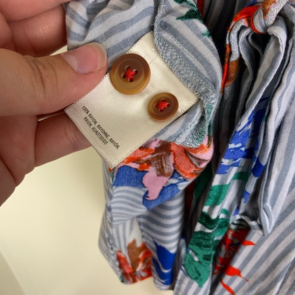 Maeve Lilorne Striped Floral Button Down Top - Picture 10 of 14